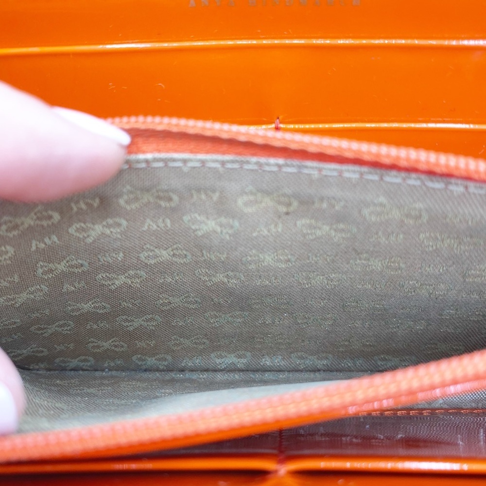 Patent Orange ANYA HINDMARCH zip around wallet - Picture 9 of 10